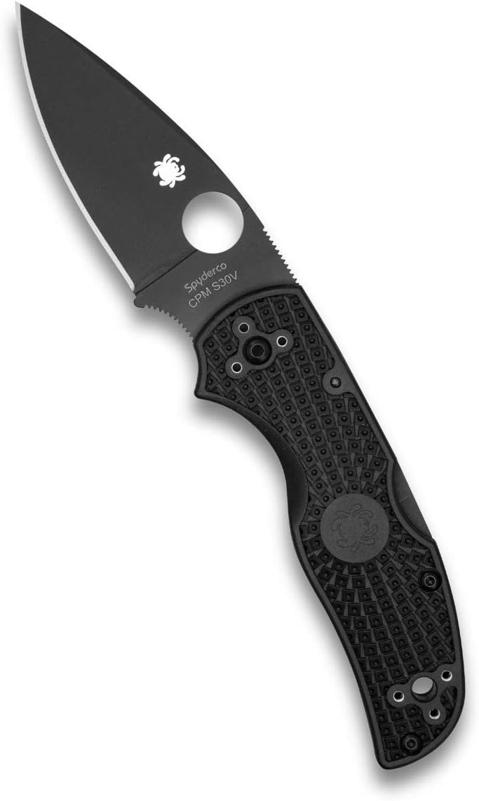 Spyderco Native 5 Signature Knife with 2.95' CPM S30V Black Steel Blade and Black FRN Handle - PlainEdge - C41PBBK5