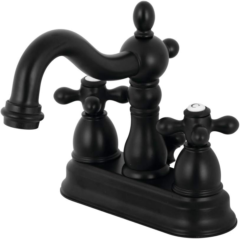 Kingston Brass KB1600AX Heritage 4 in. Centerset Bathroom Faucet, Matte Black