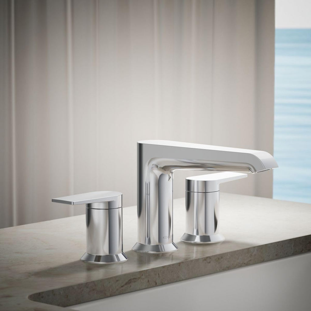 KOHLER K-T25740-4-CP Hint Two-Handle Deck-Mount Bath Faucet Trim, 10.0 GPM, Minimalist Design, Corrosion Resistant, Polished Chrome