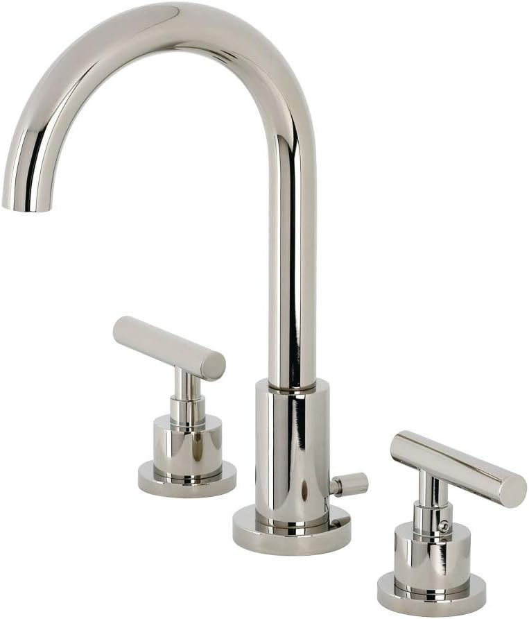Kingston Brass FSC8929CML Manhattan Widespread Bathroom Faucet with Pop-Up Drain, Polished Nickel