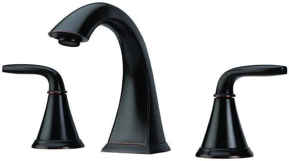 Pfister Pasadena Widespread Bathroom Faucet 8 in 3 Hole Double Handle Tuscan Bronze Vanity Sink Faucet with Ceramic Disc Valve Technology and Push & Seal Drain Installation LF049PDYY