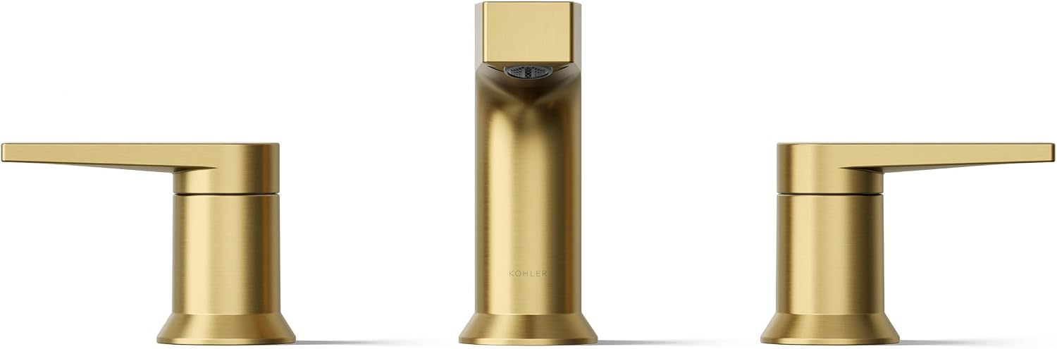 Kohler 97100-4-2MB Taut® Widespread Bathroom Sink Faucet, 1.2 gpm, Vibrant Brushed Moderne Brass