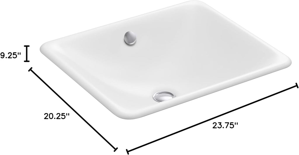 Kohler K-5400-0 Iron Plains Dual-Mount Bathroom Sink, White, 20.56