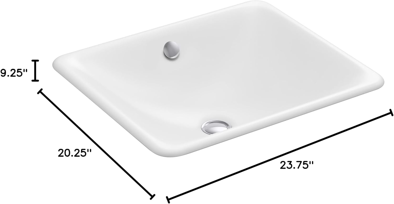 Kohler K-5400-0 Iron Plains Dual-Mount Bathroom Sink, White, 20.56