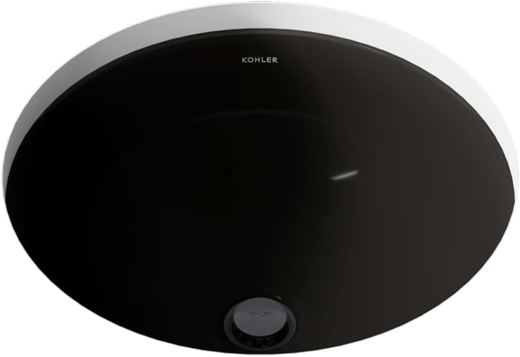 KOHLER K-29000-7 Caxton Undercounter Bathroom Sink, Round, Black Black