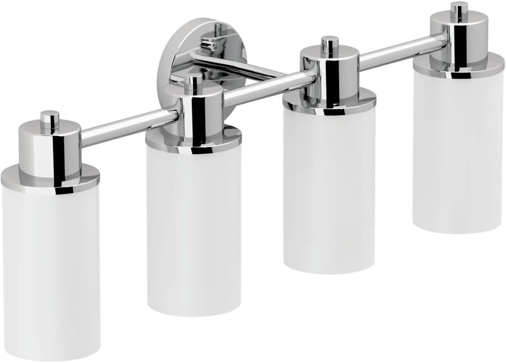 Moen DN0764CH Iso 4-Light Dual-Mount Bath Bathroom Vanity Fixture with Frosted Glass, Chrome