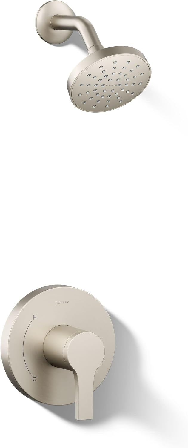 KOHLER TS35321-4Y-BN, Elate Rite-Temp Shower Trim with Single Function 2.5 GPM Showerhead, Vibrant Brushed Nickel, Relaxing Shower, Corrosion-Resistant