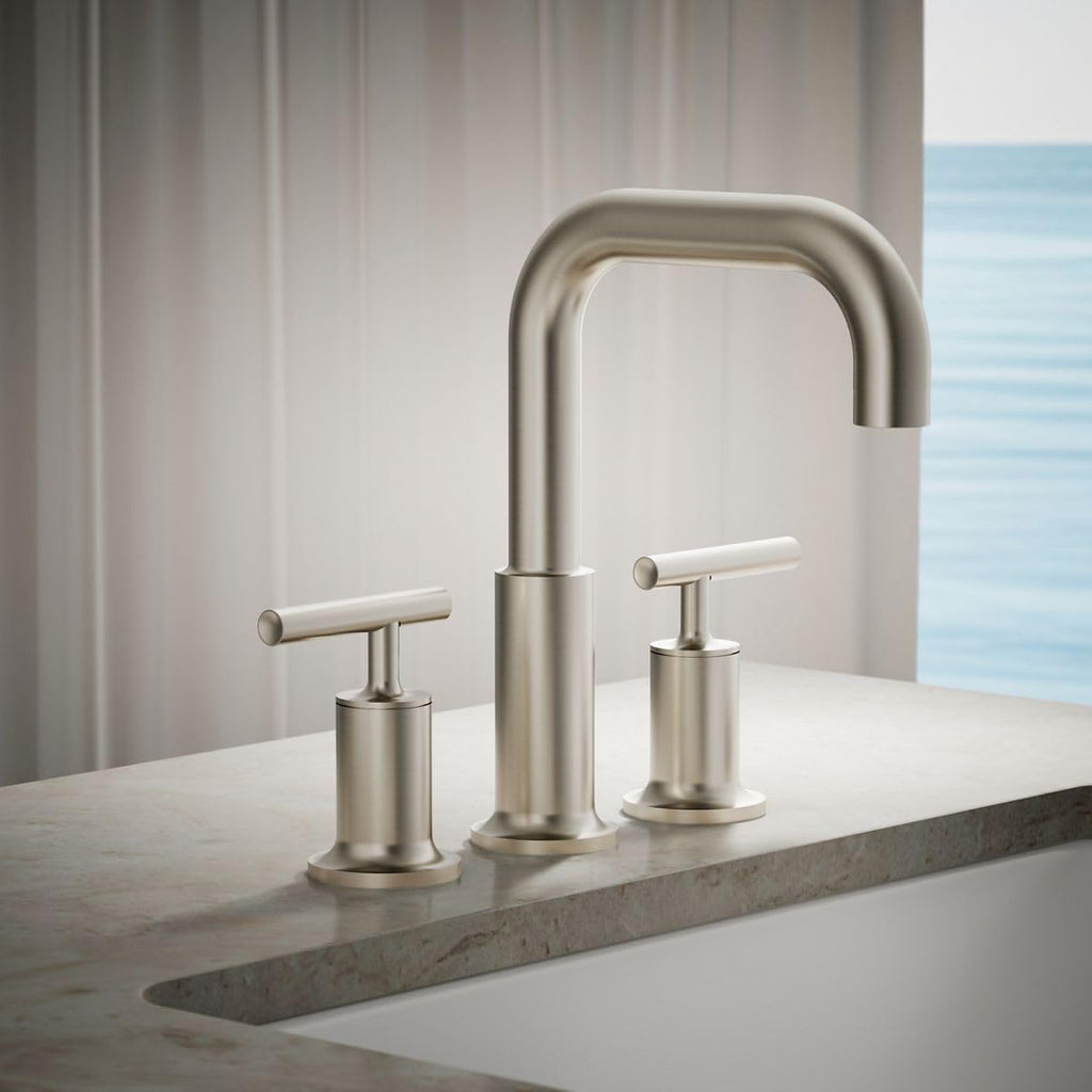 Kohler T14428-4-BN Purist Deck-Mount High-Flow Bath Faucet Trim with Lever Handles, Valve Not Included, Vibrant Brushed Nickel