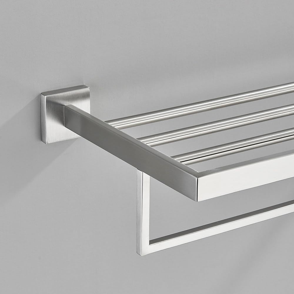 Brushed Nickel Bathroom Hardware Set Robe Hook Towel Rail Bar Rack Shelf Tissue Paper Holder Accessories,Nickel B 40cm