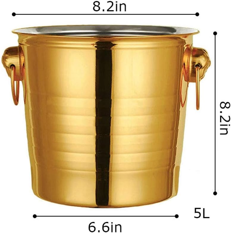 Thickened Stainless Steel Ice Bucket Portable Ice Bucket Hotel Bucket Champagne Bucket Drink Bucket Party Activities and Camping Tableware Ice Bucket Kits, Gold (Gold)