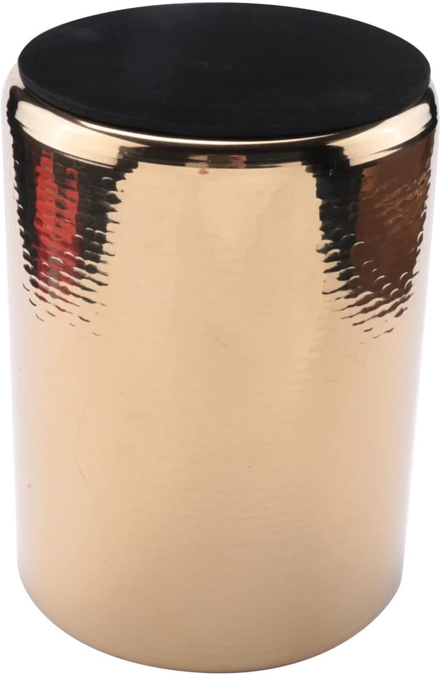 Stainless Steel Champagne Ice Bucket with Hammered Scale Design, Wine Cooler for KTV Bar Home Party, Gold Beer Bucket with Non-Slip Base