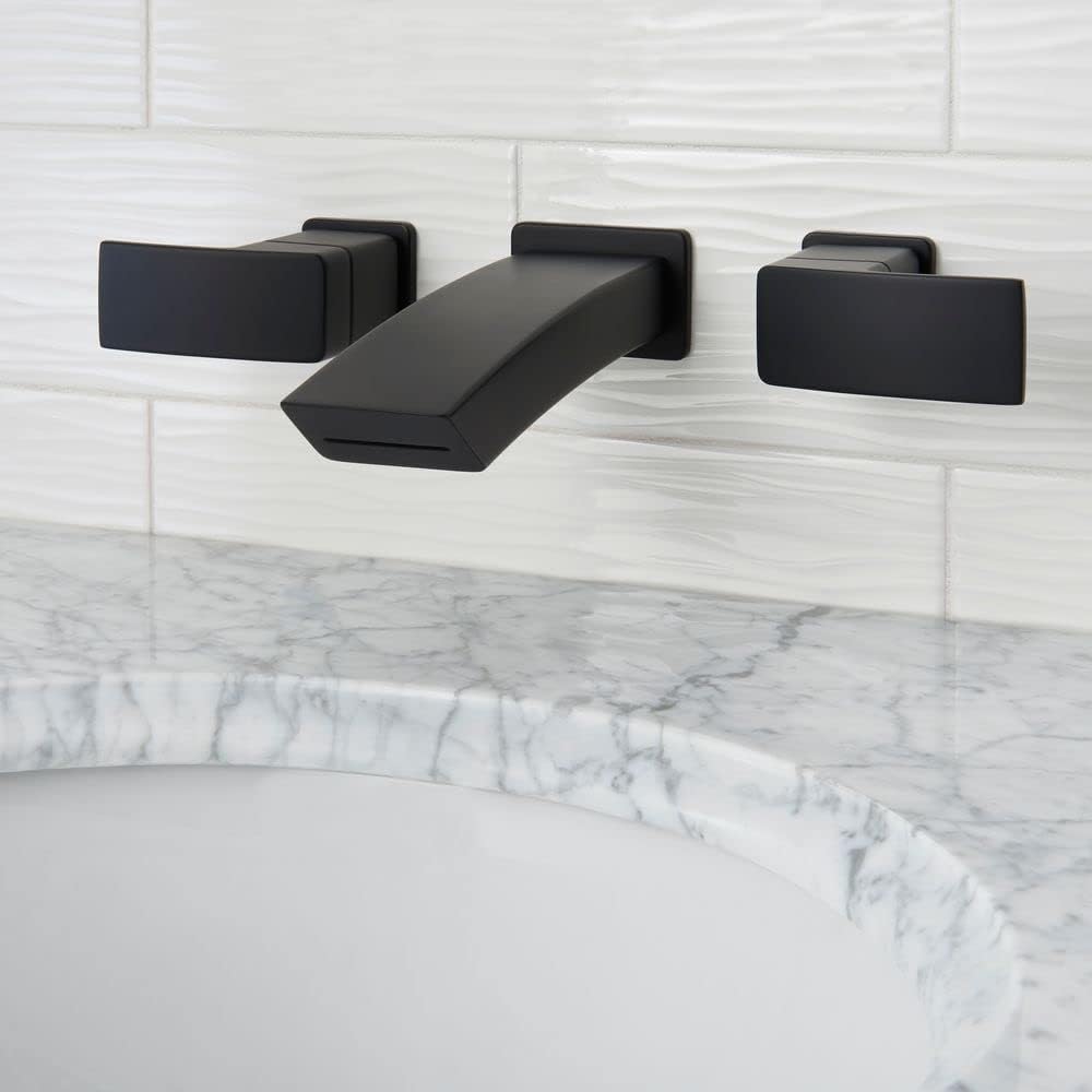 Pfister LG49DF3B Kenzo 2-Handle 8' Wallmount Bathroom Faucet, Matte Black, 3-Hole