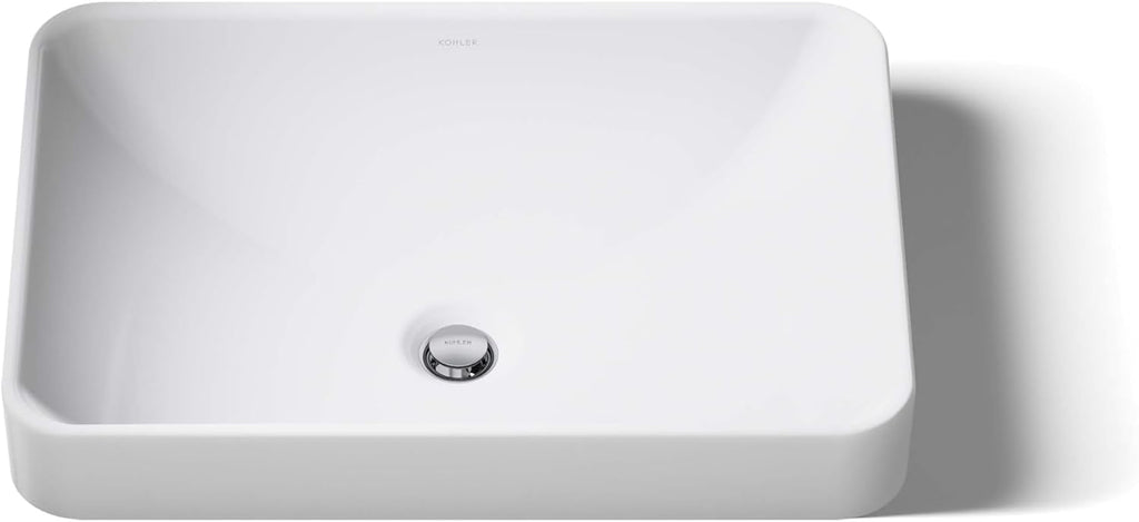 KOHLER 5373-0 Vox Rectangle Vessel Bathroom Sink, Vitreous China¬†, 22-5/8' W X 16-1/8'L, White