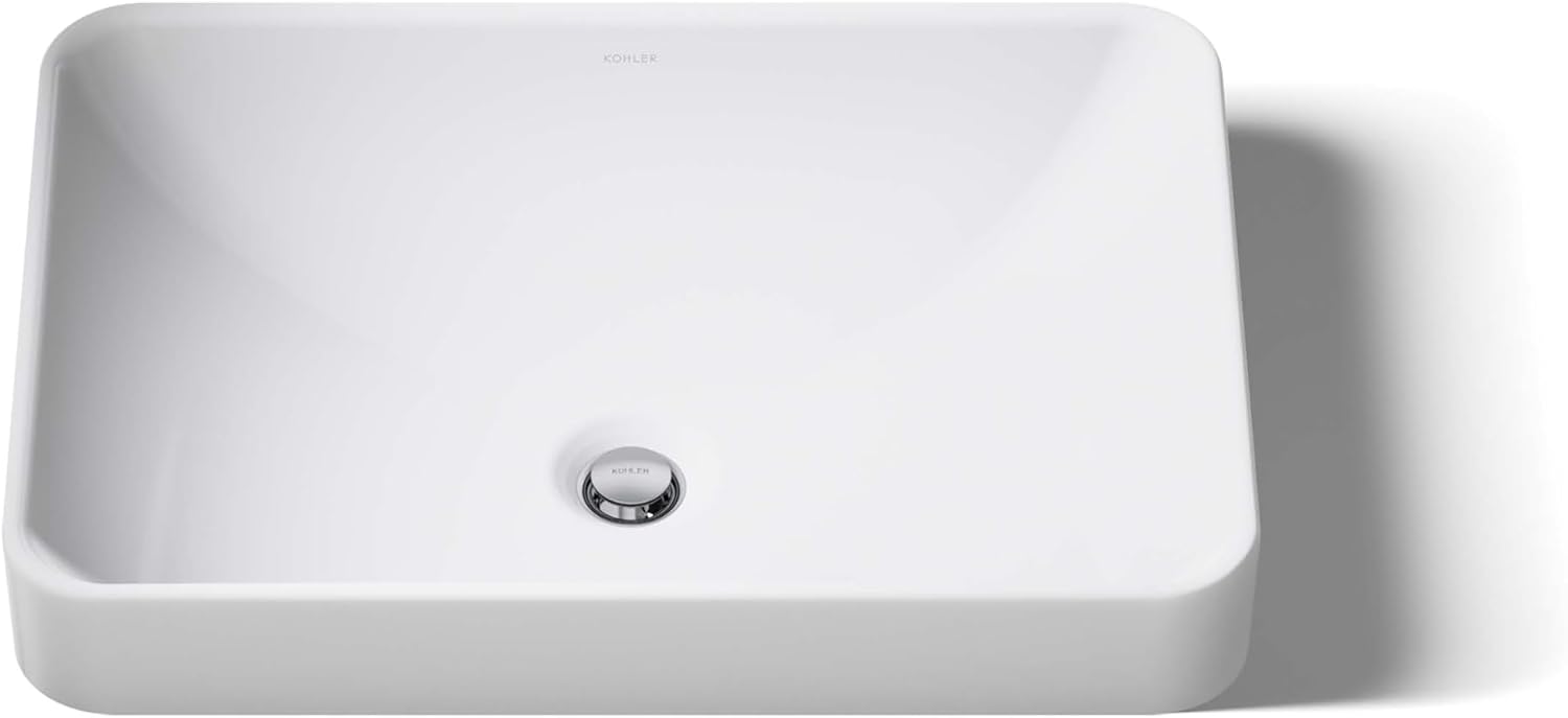 KOHLER 5373-0 Vox Rectangle Vessel Bathroom Sink, Vitreous China¬†, 22-5/8' W X 16-1/8'L, White
