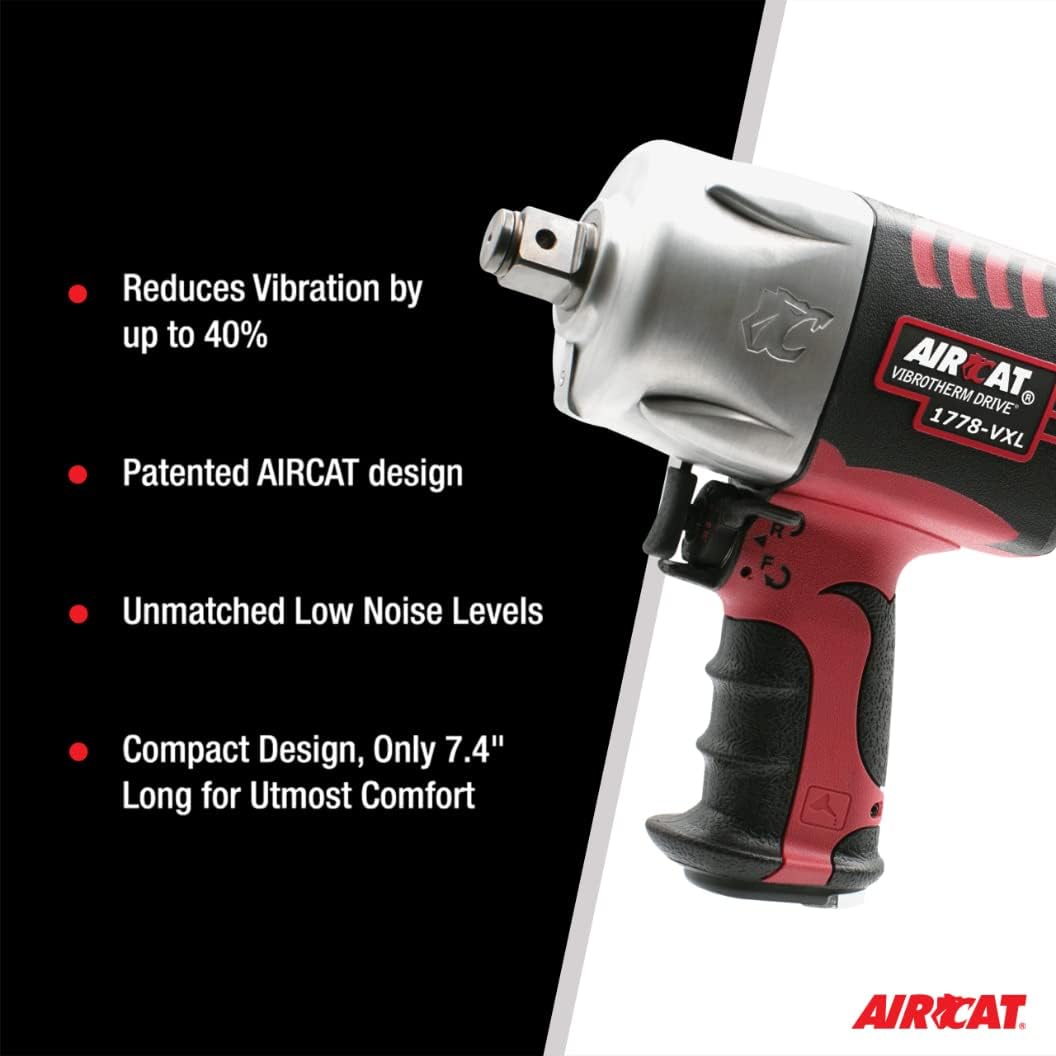 AIRCAT Pneumatic Tools 1778-VXL 3/4-Inch Vibrotherm Drive Composite Impact Wrench & VEVOR Impact Socket Set 3/4 Inches 29 Piece Impact Sockets, 6-Point Sockets, Rugged Construction