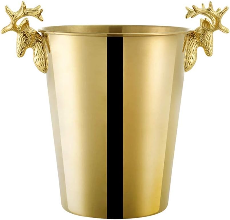 Ice Bucket, Ice Cube Storage Large Metal Champagne Ice Bucket, Stainless Steel Plated Ice Bucket Retro Ice Bucket Suitable for Beer, Wine and Cocktail Parties/Gold/s
