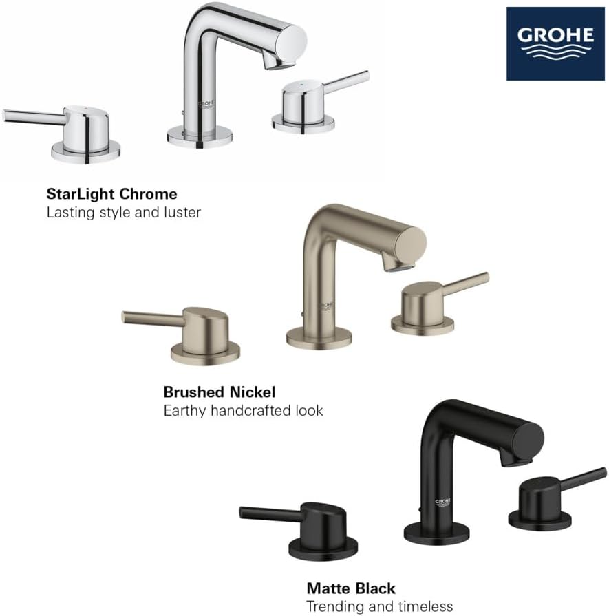 GROHE 20572EN1 Concetto, 8-inch Widespread 2-Handle S-Size Bathroom Faucet 1.2 GPM, Brushed Nickel