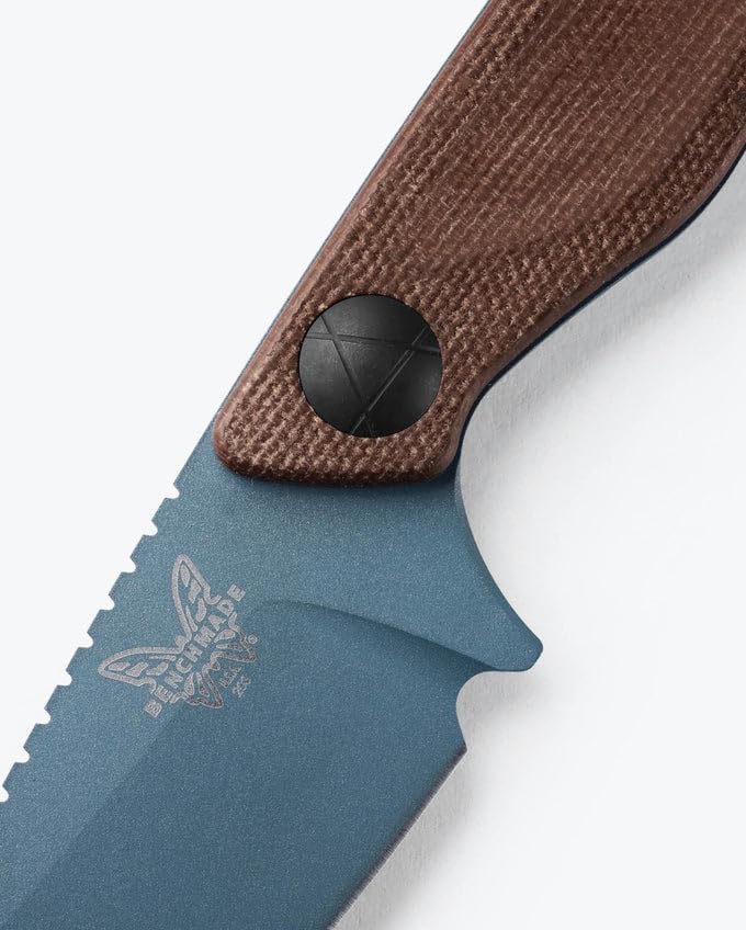 Benchmade - Dacian Fixed Blade Knife with Brown Canvas Micarta Handle and Blue Titanium Cerakote Finish (203BT-03)
