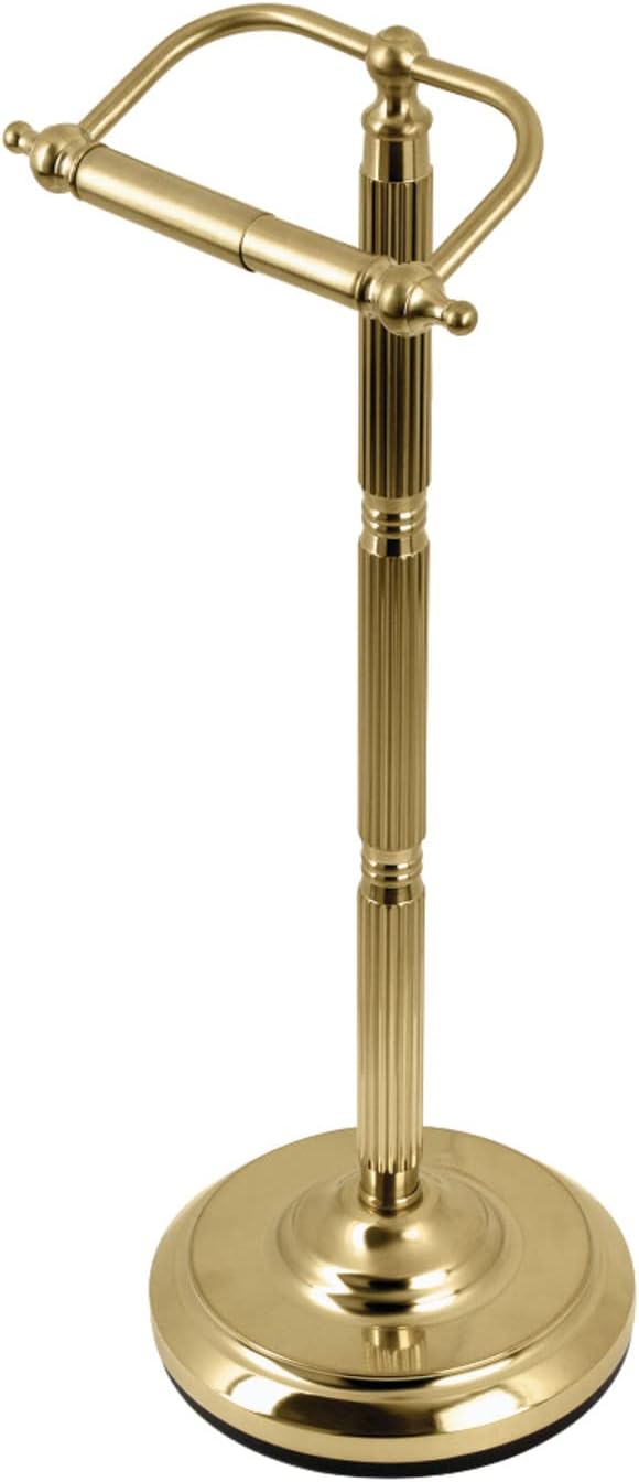 Kingston Brass CC2107 Georgian Freestanding Toilet Paper Holder, Brushed Brass 21.5 x 8.38 x 7.5