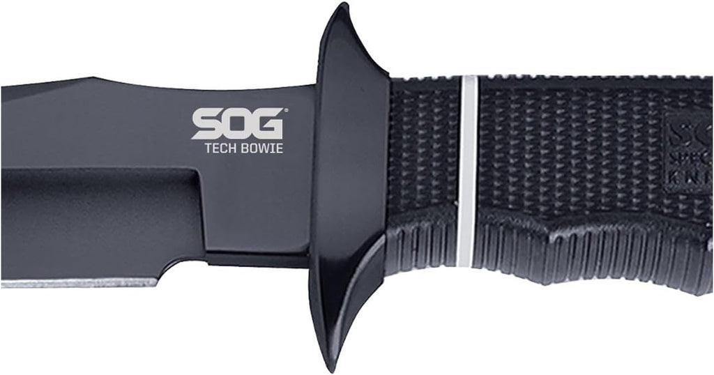 SOG Tech Bowie Fixed Blade Knife for Warfighters & Outdoor Enthusiasts | AUS-8 Steel Blade & Kraton Rubber Handle