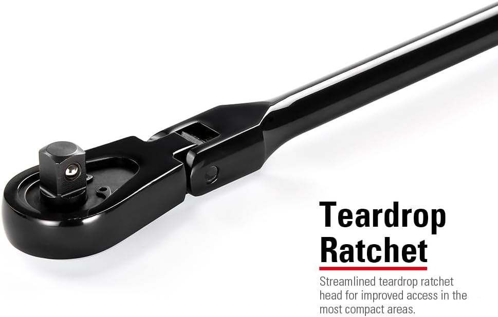STARWORK TRUE MECHANIC™ 1/2' Drive 90 Tooth Dust-Proof Black Chrome Locking Flex Ratchet, Extra Long 33' Length