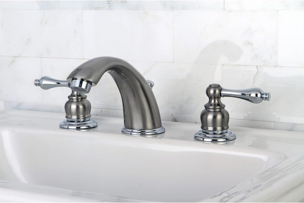 Kingston Brass KB977AL Victorian Widespread Bathroom Faucet, Brushed Nickel/Polished Chrome