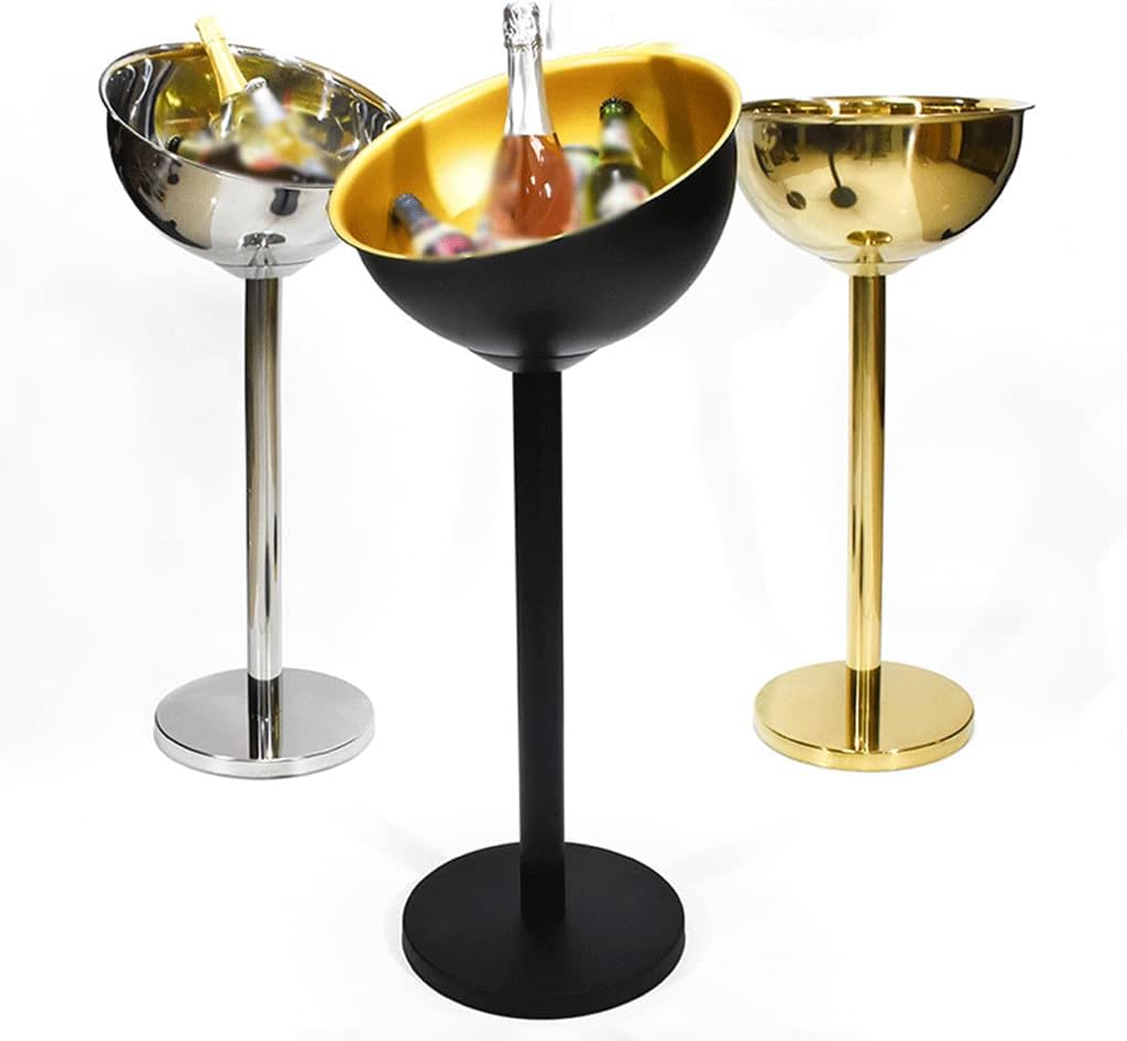 Ice Bucket Modern ice Bucket Standing Ice Bucket Rack Bevel Diameter Black Gold, Gold, Silver Large Capacity Ice Bucket for Parties 2l/405.81oz Large Capacity ice Bucket