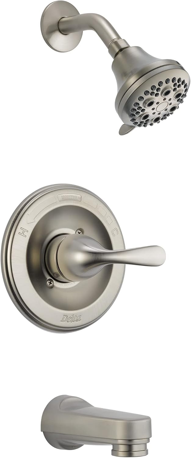 Delta Classic 13 Series 5-Setting Bathtub and Shower Faucet Set, Brushed Nickel Shower Head and Handle Set, Valve Trim Kit, Stainless T13220-SSPD (Valve Not Included)