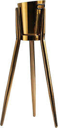 Ice Bucket with Stand， Party Drink Cooler Holder - Handles Wine Chiller Free Standing Outdoor or Indoor Use(Gold)