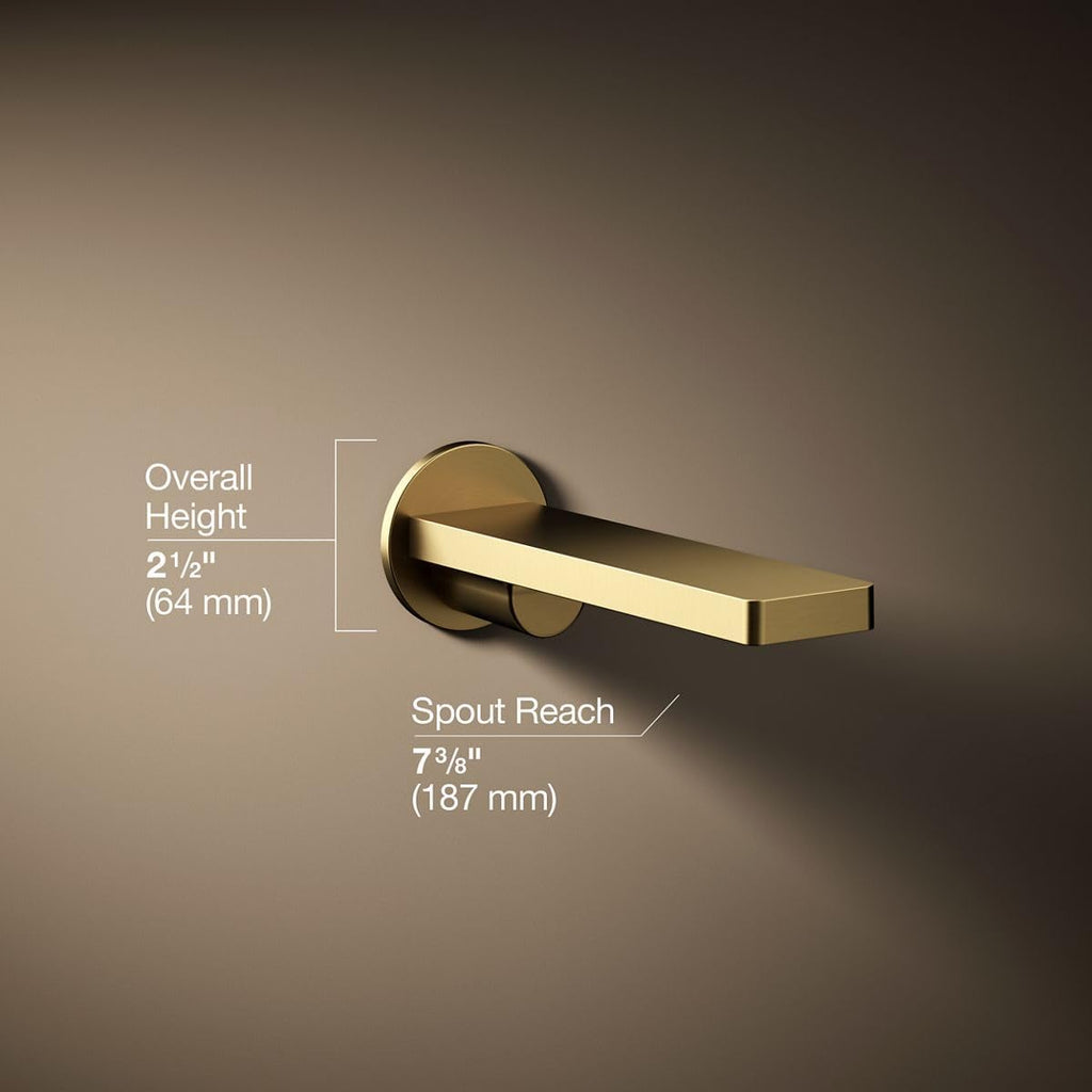 Kohler 73120-2MB Composed Wall-Mount Non-Diverter Bath Spout, Vibrant Brushed Moderne Brass