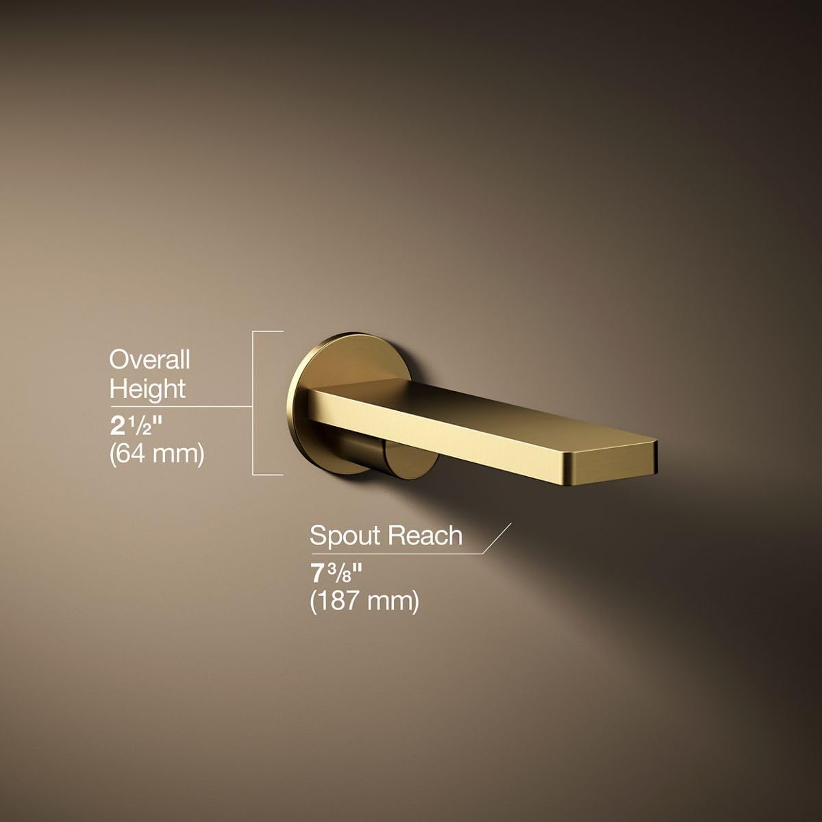 Kohler 73120-2MB Composed Wall-Mount Non-Diverter Bath Spout, Vibrant Brushed Moderne Brass
