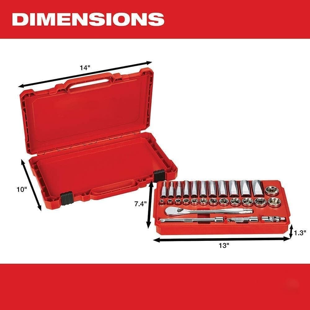 28PC 48-22-9408 Wrench Set, Ratchet Wrenches Set for Milwaukee 3/8' Drive Ratchet & Socket Set