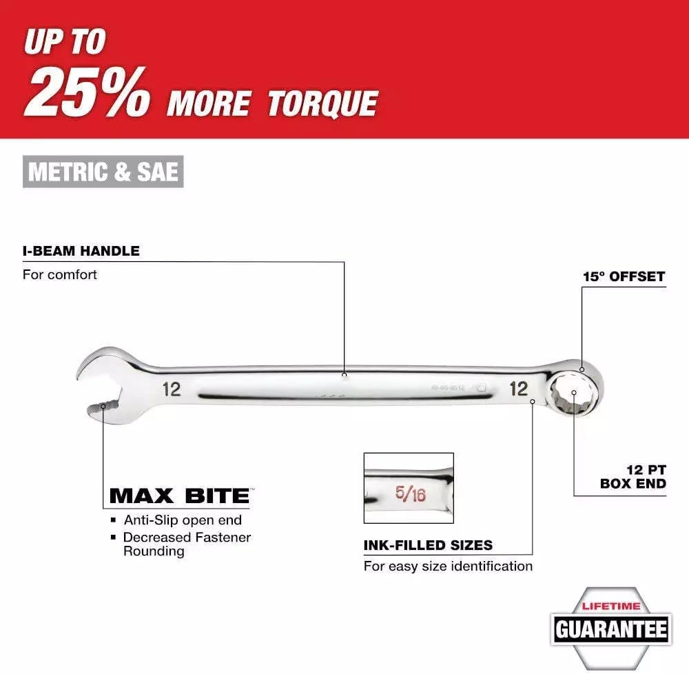 48-22-9485 For Milwaukee Metric/SAE Combination Wrench Set w/PACKOUT - 30 PC