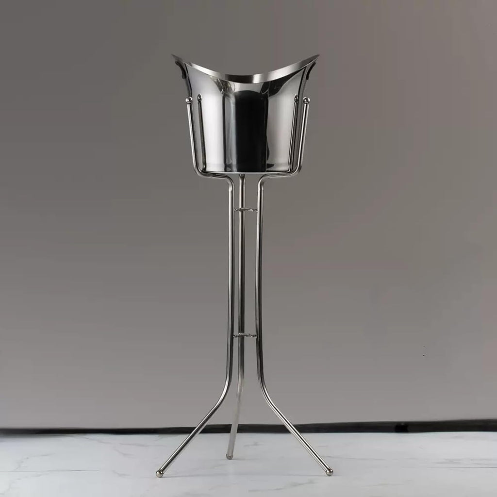 Portable Ice Bucket with Stand Stainless Steel Floor Wine Bar Vertical Cooler for Indoor and Outdoor Party