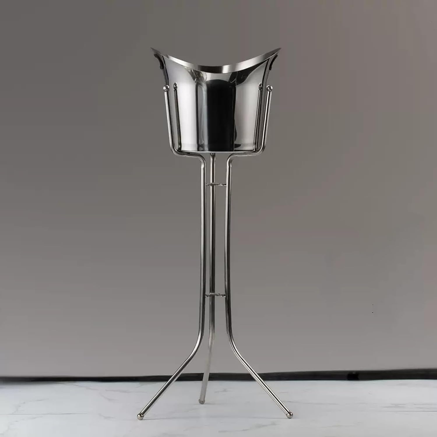 Portable Ice Bucket with Stand Stainless Steel Floor Wine Bar Vertical Cooler for Indoor and Outdoor Party