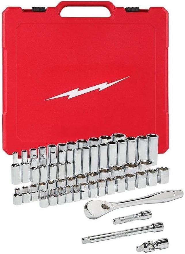56pc 48-22-9008 for Milwaukee 3/8-Inch Drive and Metric Ratchet and Socket Set