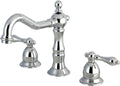 Kingston Brass KS1971AL Heritage Widespread Lavatory Faucet with Metal lever handle, Polished Chrome, 8-Inch Adjustable Center