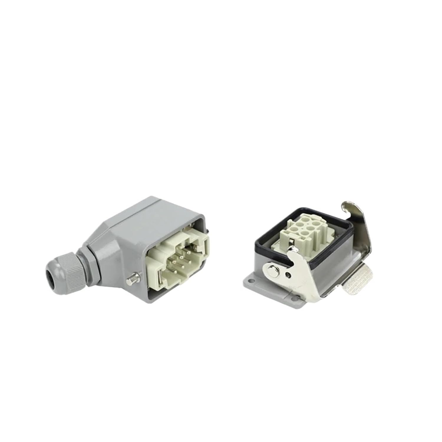 Heavy Duty Push in Connector, 6/10/16/24/32/48 Core, Tool Free Wiring, Waterproof Industrial Power Connector, 1pcs(48 Core Top Entry)