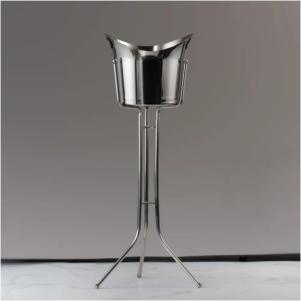 Portable Ice Bucket with Stand Stainless Steel Floor Wine Bar Vertical Cooler for Indoor and Outdoor Party