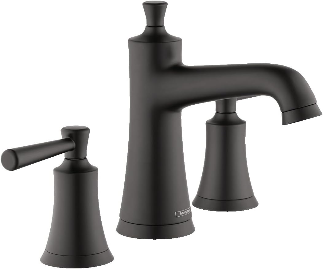 Hansgrohe 4774670 Joleena 1.2 GPM Widespread Faucet with Pop-Up Drain, Matte Black, 7.75-Inches Tall