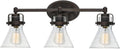 Maxim Lighting Seafarer 3-Light Bath Vanity Light | Oil Rubbed Bronze Steel Finish | Seedy Glass Shade | Industrial Indoor Light Fixture | Ideal for Bathrooms & Powder Rooms | Dimmable | 26113CDOI