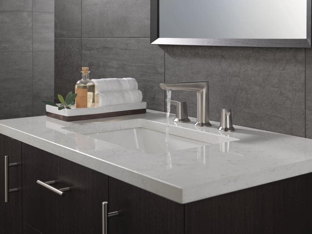 Delta Faucet Galeon Widespread Bathroom Faucet 3 Hole, Brushed Nickel Bathroom Faucet for Bathroom Sink, Bathroom Sink Faucet, Diamond Seal Technology, Lumicoat Stainless 3571-SS-PR-MPU-DST
