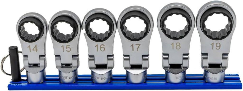 VIM 6 PC. 12PT Nano Flex Offset RATCHETING Attachment Set - 3/8' Drive (14-19MM)