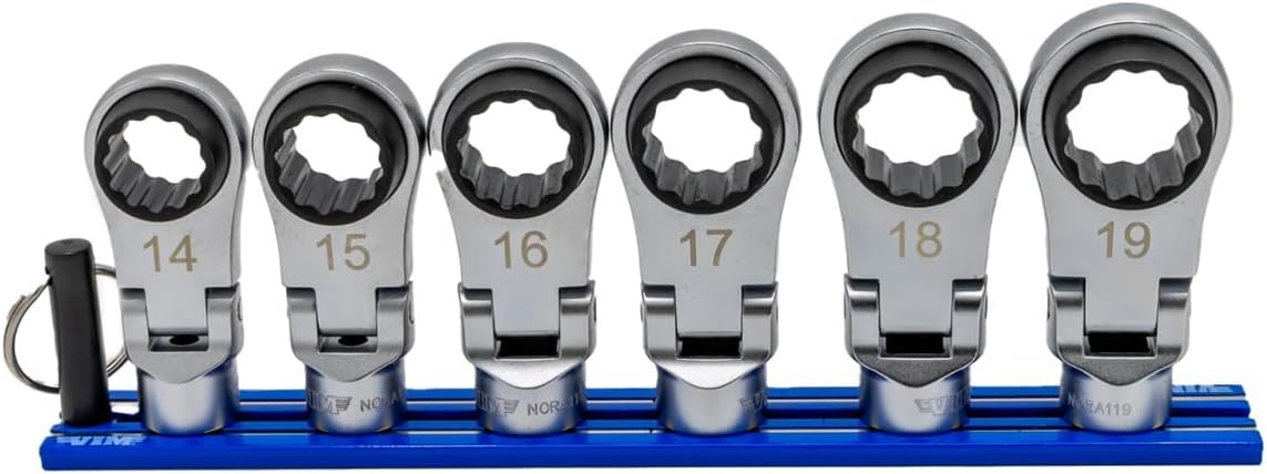VIM 6 PC. 12PT Nano Flex Offset RATCHETING Attachment Set - 3/8' Drive (14-19MM)