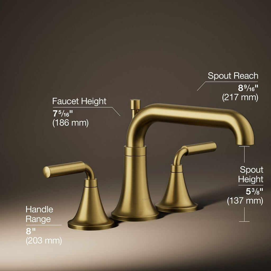 Kohler T26440-4-2MB Tone™ Deck-Mount Bath Faucet Trim with Diverter, Vibrant Brushed Moderne Brass