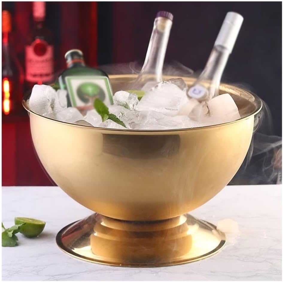 Ice Bucket 13.5L Stainless Steel Insulated Metal Ice Bucket, Large Ice Buckets for Parties, Beverage Tub/Ice Bucket Champagne Buckets for Business and Family Party(Gold)
