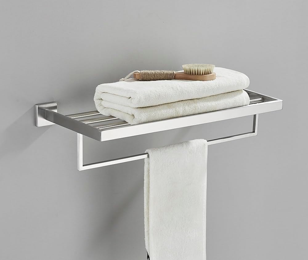 Brushed Nickel Bathroom Hardware Set Robe Hook Towel Rail Bar Rack Shelf Tissue Paper Holder Accessories,Nickel B 40cm