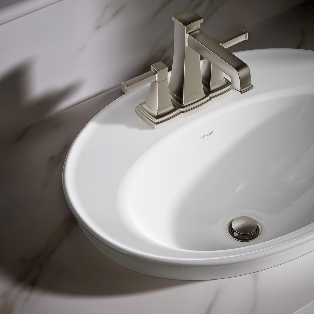 Kohler K-2075-4-0 Serif Self-Rimming Bathroom Sink, White