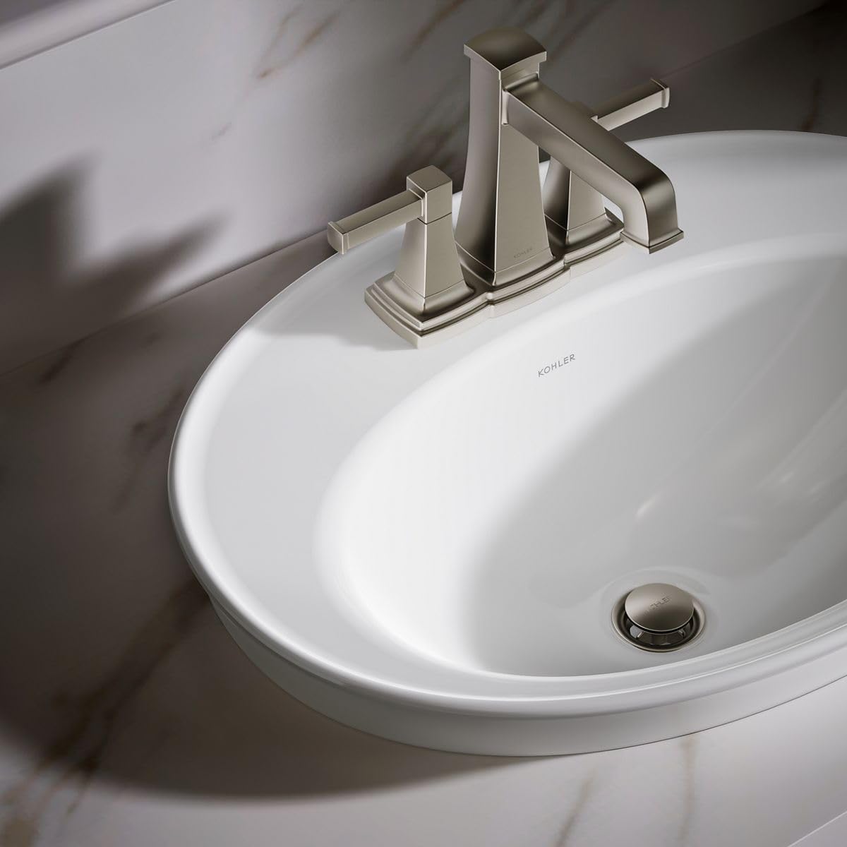 Kohler K-2075-4-0 Serif Self-Rimming Bathroom Sink, White