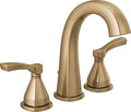 Delta Faucet Stryke Widespread Bathroom Faucet 3 Hole, Gold Bathroom Sink Faucet, 2 Handle Bathroom Faucet, Bath Faucet, Metal Pop-Up Drain Assembly, Lumicoat Champagne Bronze 35775-CZ-PR-MPU-DST